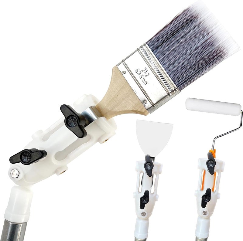 timebetter Multi Angle Paint Brush Extender V2, Long Handle Paint Brush, Extension Pole Attachments for Paint Roller, Paint Edger Tool for High Ceilings, Corner Painting Tool for Paint Extension Pole (White) - Image 1